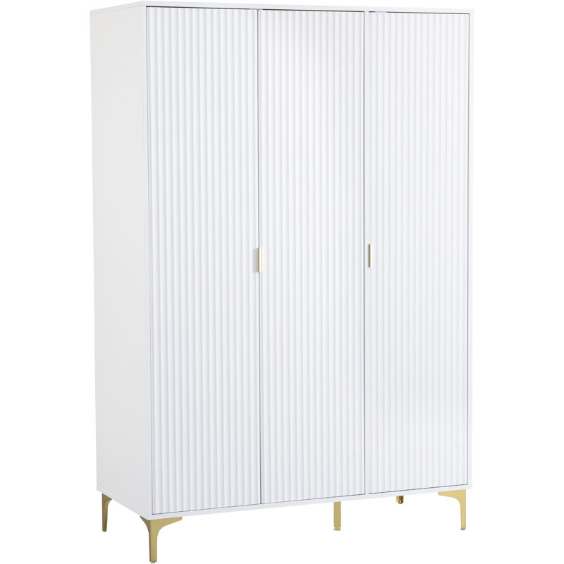 Temeeka 3 Door Manufactured Wood Wardrobe, Gold Effect Feet