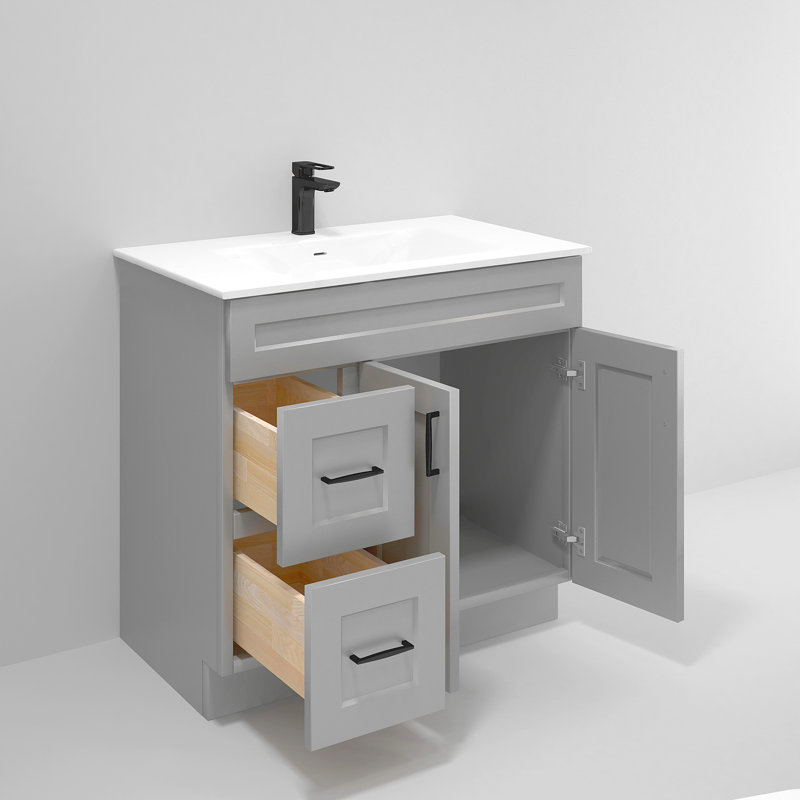 Light Gray Shaker 36'' Freestanding Bathroom Vanity with Drawers