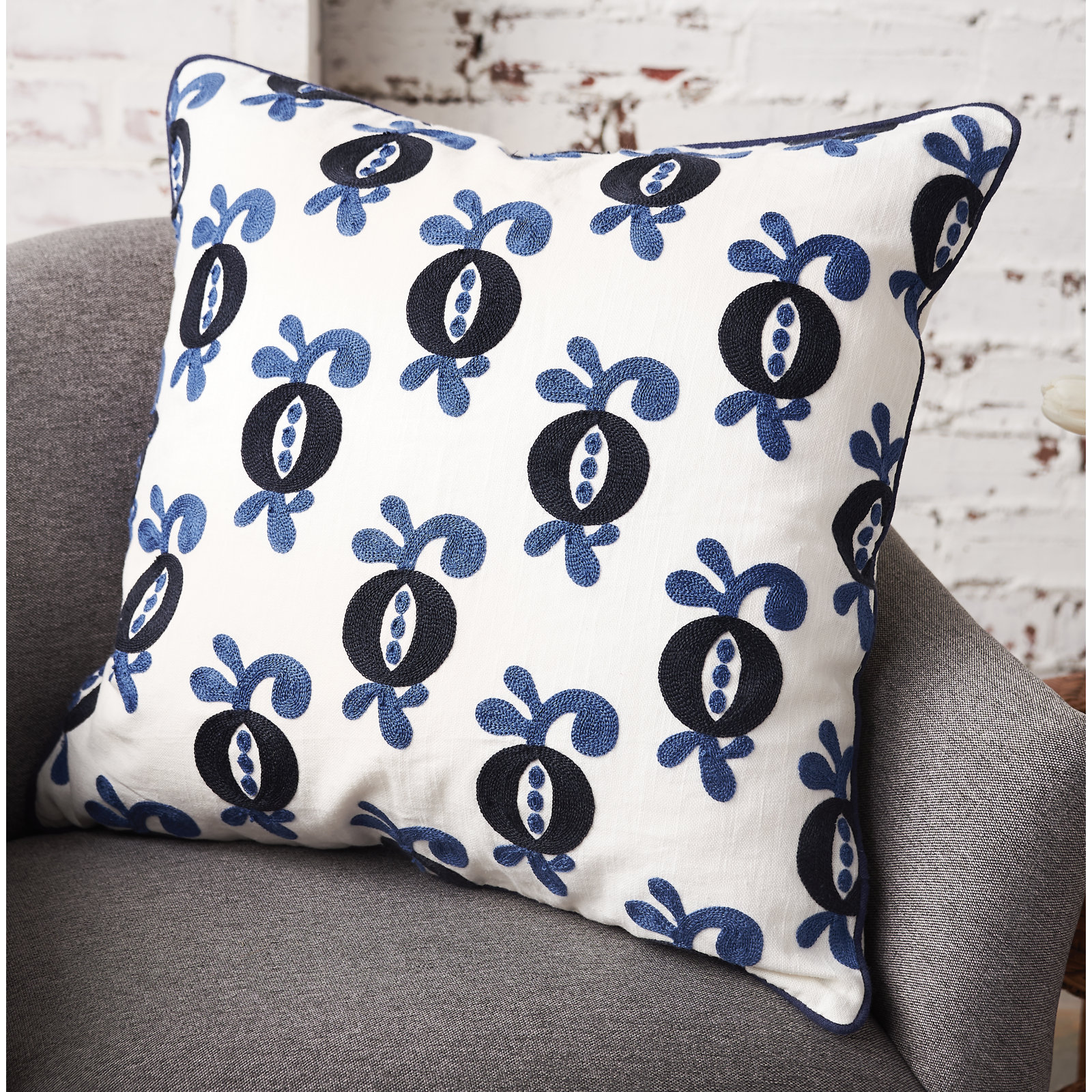 Cassie Embroidered Throw Pillow