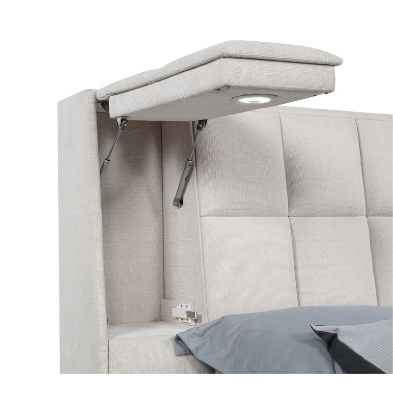Queen Platform Bed, Cream
