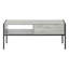 Meuble télé, console de 48 po, meuble multimédia, tiroir de rangement, salon, chambre à coucher, stratifié gris, métal noir, contemporain, moderne