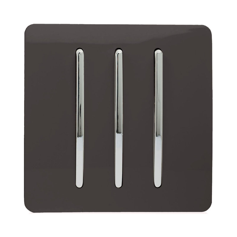 Trendi Switch 3 Gang 1 or 2 way Rocker Light Switch, Dark Brown