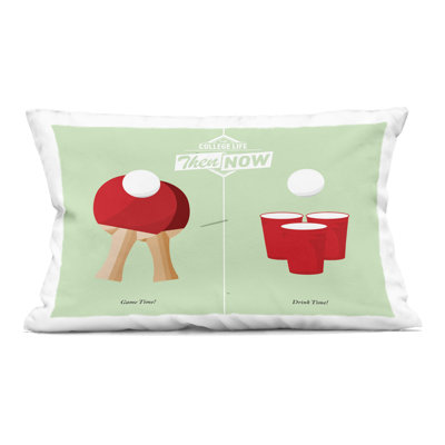 Pong Drink and Game Time Decorative Printed Throw Pillow, design by Jadei Graphics