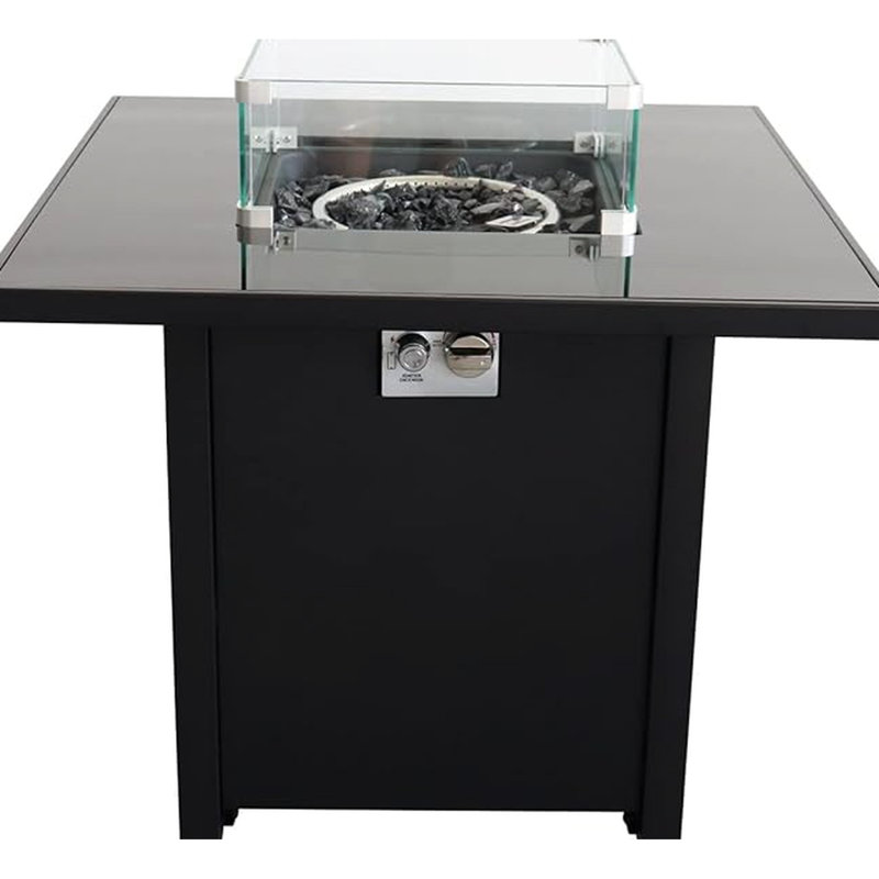 Foyer d'extérieur en acier noir 30 "X25", 40000, avec couvercle, couvercle, vent pour le plaisir