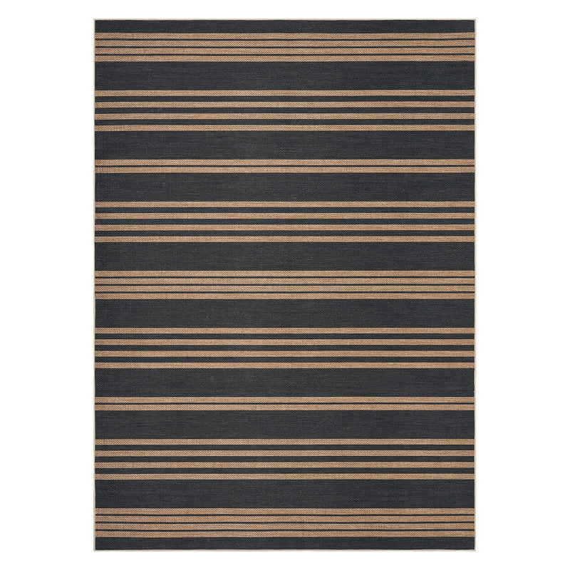 Washable Easy Jute Rug Modern Striped Living Room Rug with Non-Slip Backing, Non Shedding Neutral Floor Mats, Indoor Outdoor Carpet for Bedroom, Patio, Backyard