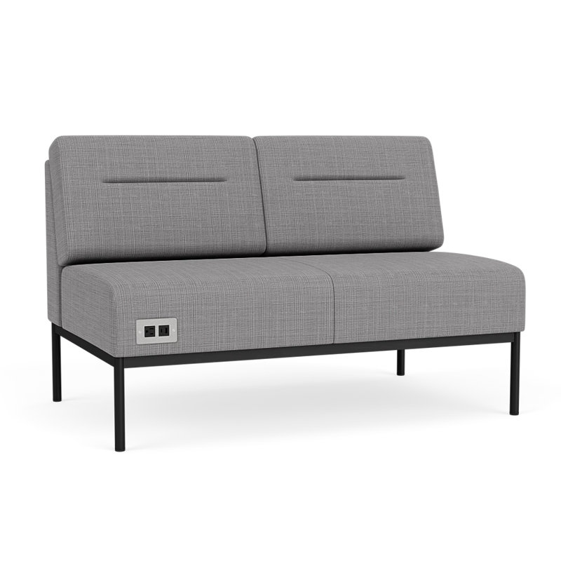 Darsey Lounge Reception Armless Loveseat With Power, With Power, Black, Chambray Grey