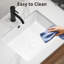 Lavabo rectangulaire encastré en céramique blanche, fini acide, profondeur 49,6 cm, hauteur 19,5 cm, couleur lait, ne jaunit pas, fini lisse, largeur 38,9 cm, poids 8,7 kg