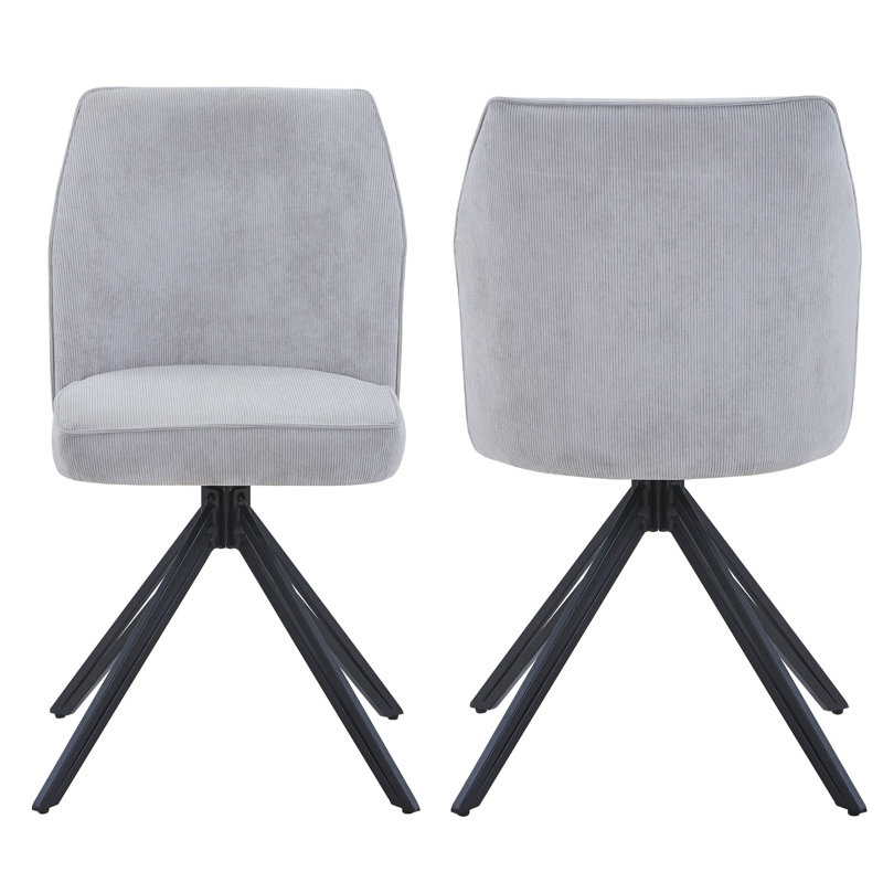 Aspen Rectangular Dining Table with 4 Swivel Upholstered Fabric Chairs - Modern Dining Set, Grey Oak, Light Grey