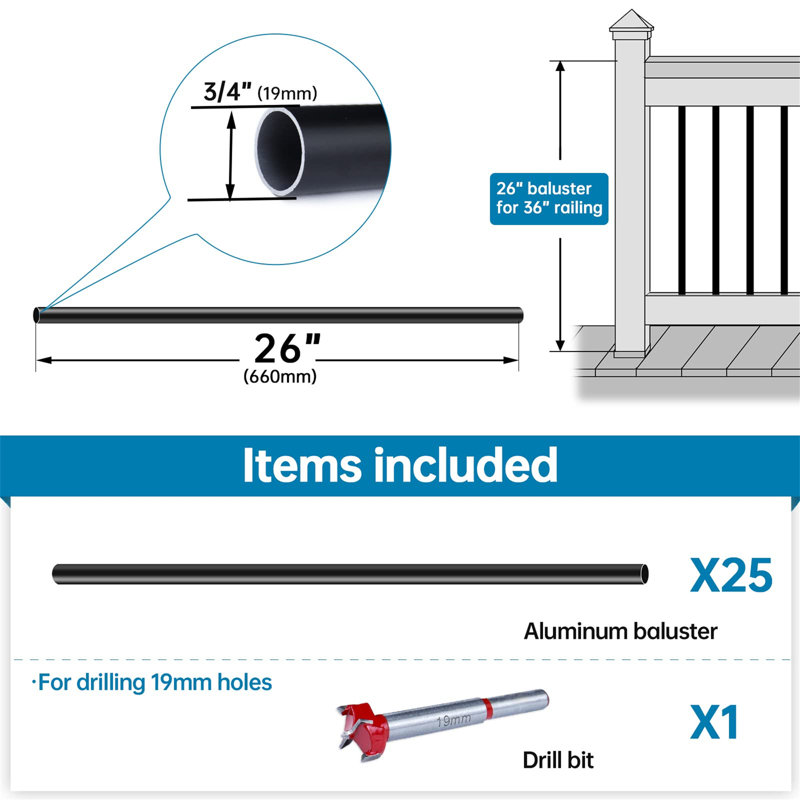 26" x 1" Deck Railing Set