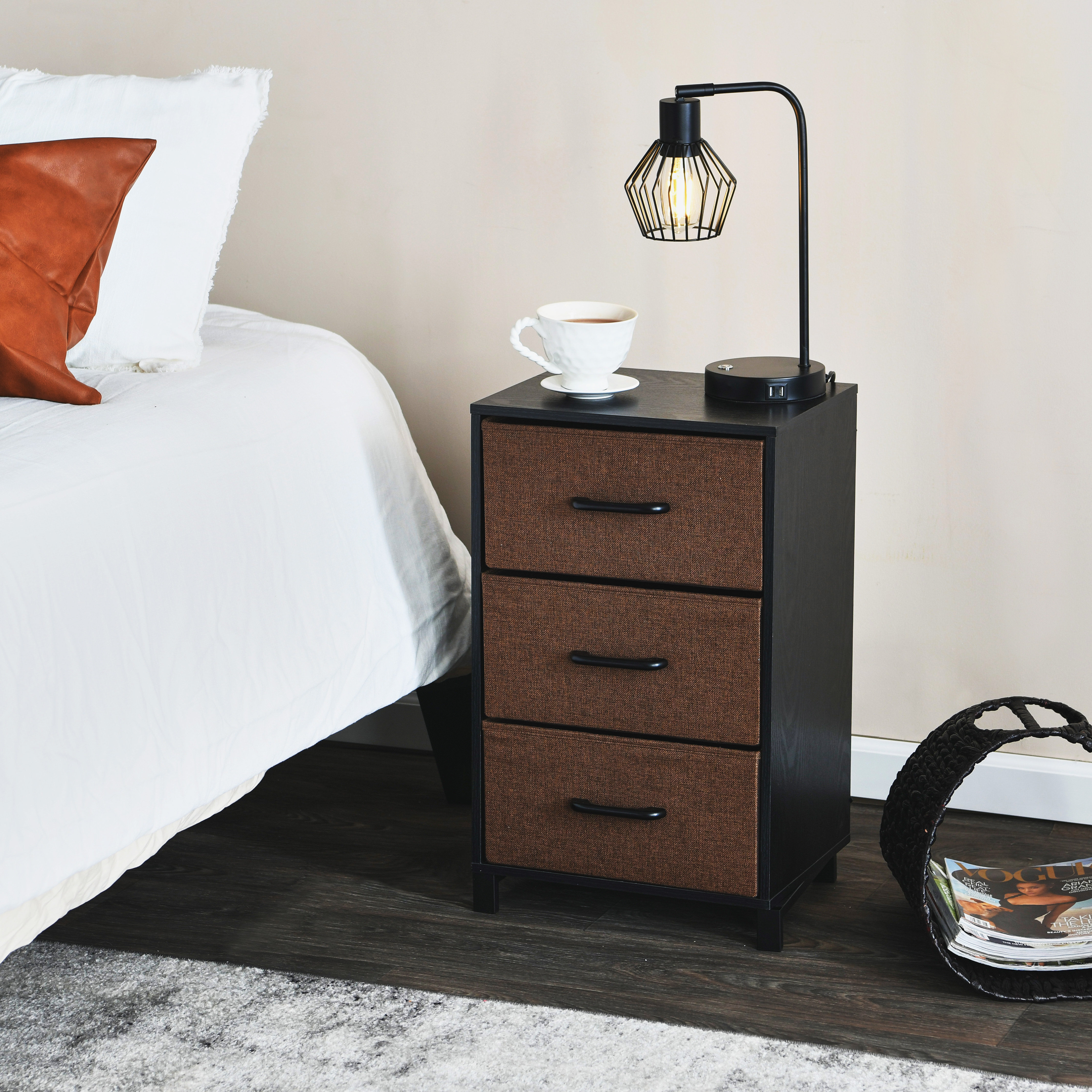 COSTWAY Table de Chevet avec 3 Tiroirs, Table de nuit Moderne pour Chambre à Coucher, Salon, Bureau, 56 x 45 x 66 cm, Blanc - Maison