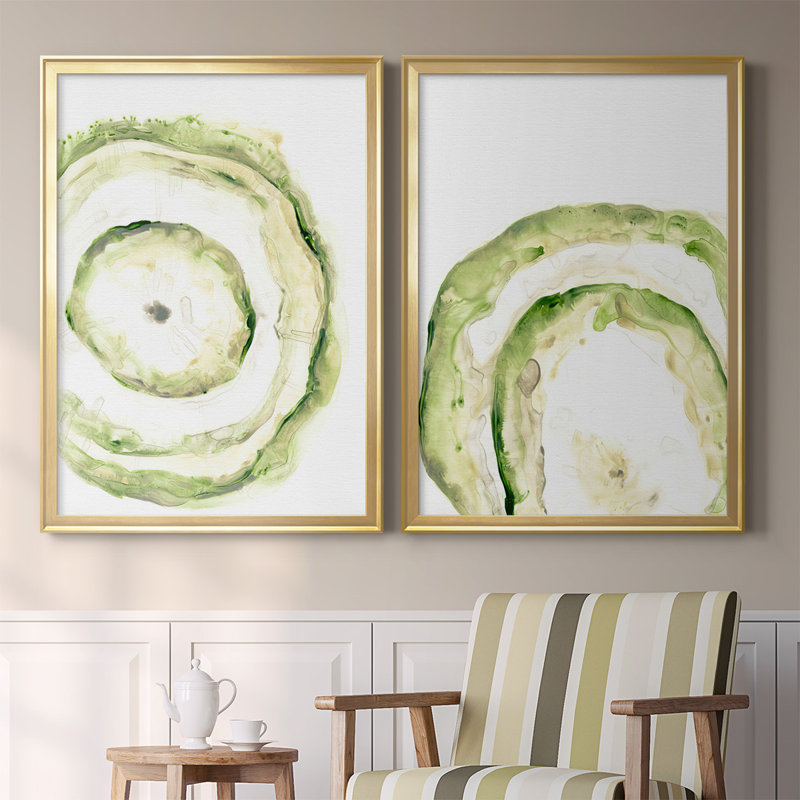Toile encadrée de qualité supérieure Lichen Halo III - prête à être accrochée, H 36,5 po x l 53 po x P 2,5 po, Cadre doré