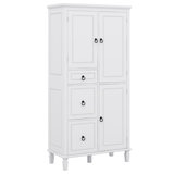 Storage Cabinet With Doors, Tall Storage Cabinet With Adjustable Shelves, 3 Drawers And 3 Enclosed Compartment