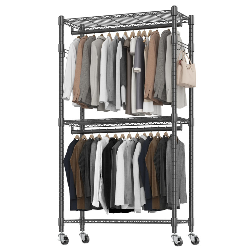 35.5'' Carbon Steel Rolling Clothing Rack