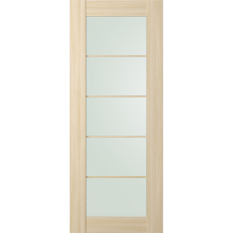 Panneau de porte standard préfini en bois manufacturé et vitré Avon 5 Lite, 35,88 po x 83,23 po, Frêne