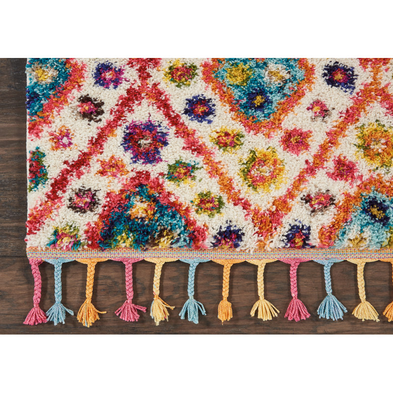 Tapis ivoire Lucina Tribal Bohemian, Tapis de couloir 2 pi 3 po x 8 pi