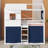 Twin-Sized Wooden Bunk Bed, Cottage-Style Bed With Windows And Play Tent, Low Loft Bed Frame With Secure Guardrail-994061614-994061601