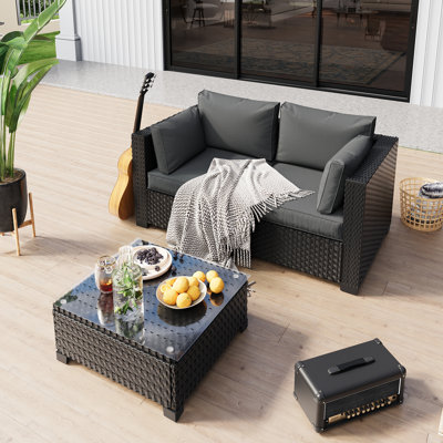 Ensemble de conversation modulaire d'extérieur en rotin avec ensemble de conversation pour 2 personnes