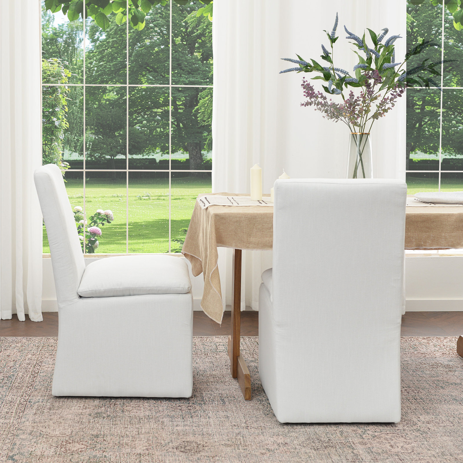 Keaton Linen Side Chair, Ivory