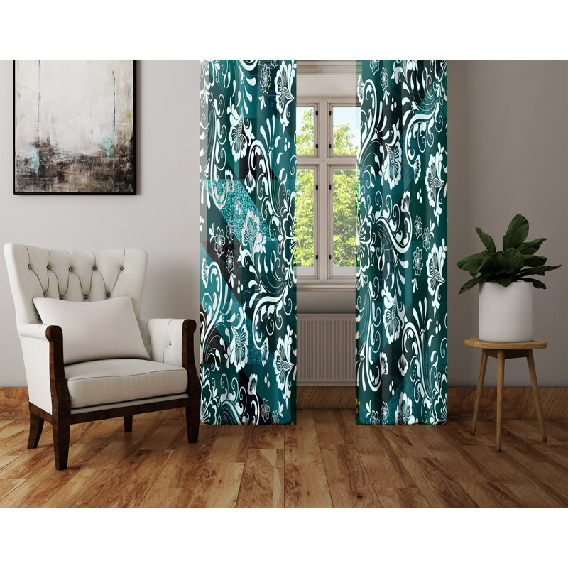 Panneaux de rideaux semi-transparents à motif floral, L 20 po x L 52 po