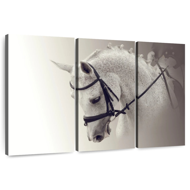 White Dressage Horse, 20" H x 33" W
