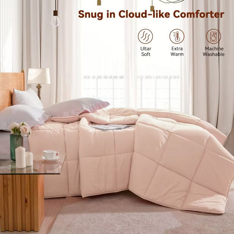 Teillon en polyester toutes saisons de qualité supérieure - ultra doux et lavable à la machine, Très grand lit, Rose