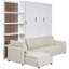 Grand lit blanc avec tablettes et repose-pieds confortable facile à assembler