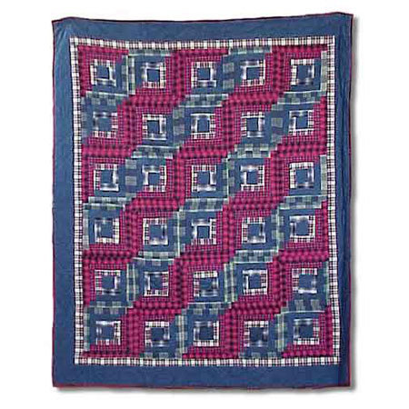 Red Log Cabin Quilted Throw Blanket