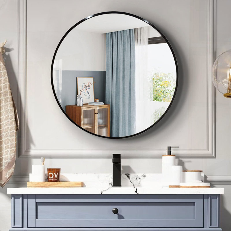 Miroir de salle de bain, Noir, 36 po x 36 po
