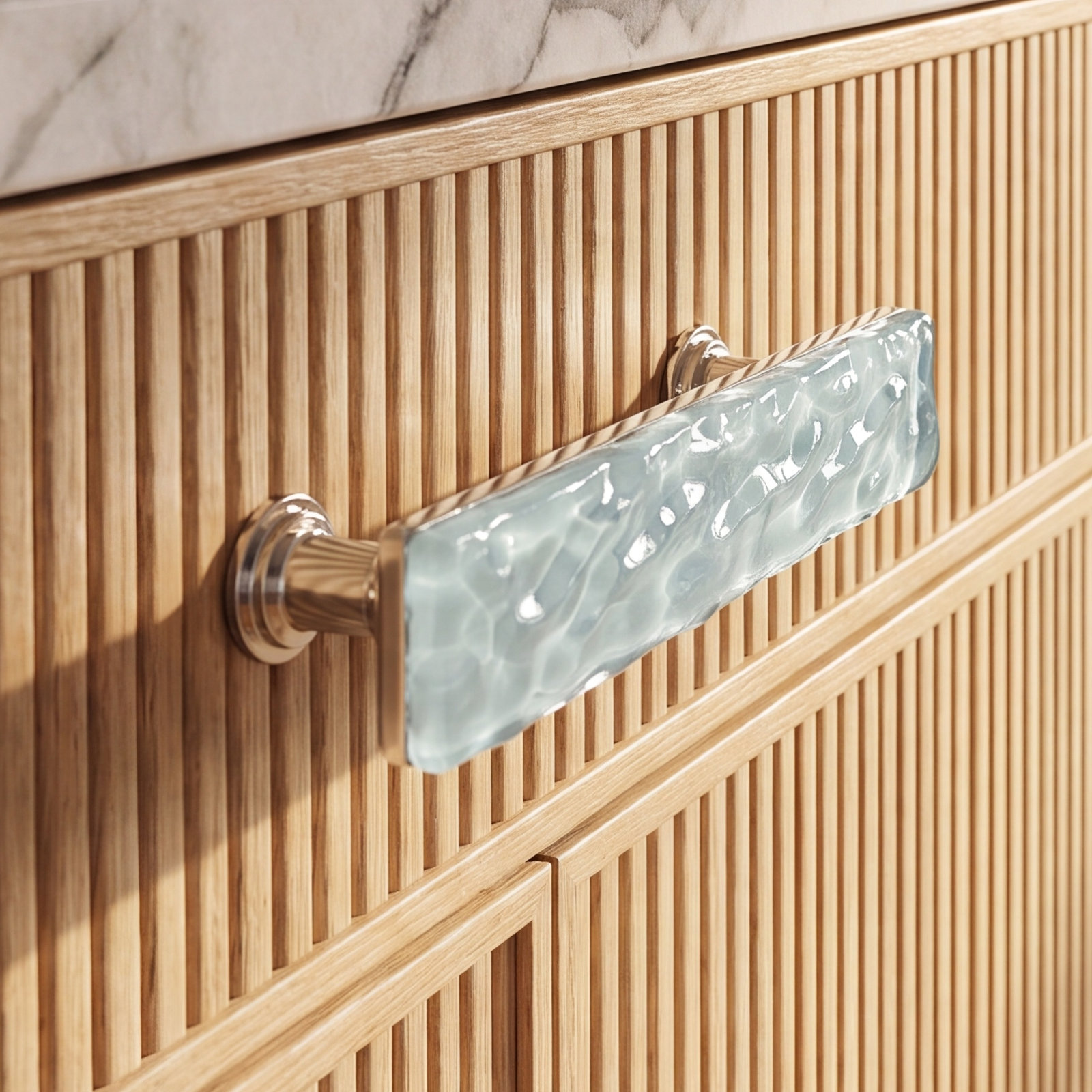 Skinny Glacier Bar / Handle Pull Pull, Light Aqua, Polished Chrome
