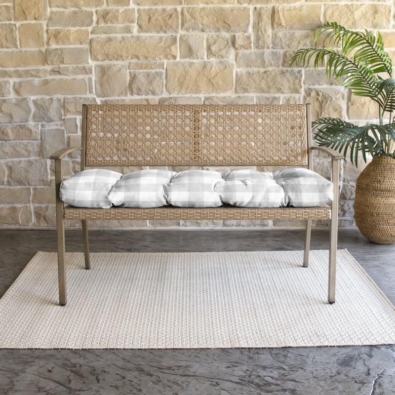 Outdoor Bench Seat Cushion, Gray/White, 37" W x 17" D