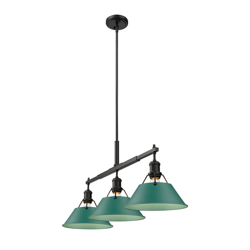 Luminaire suspendu linéaire 3 lumières Alezay, Noir mat