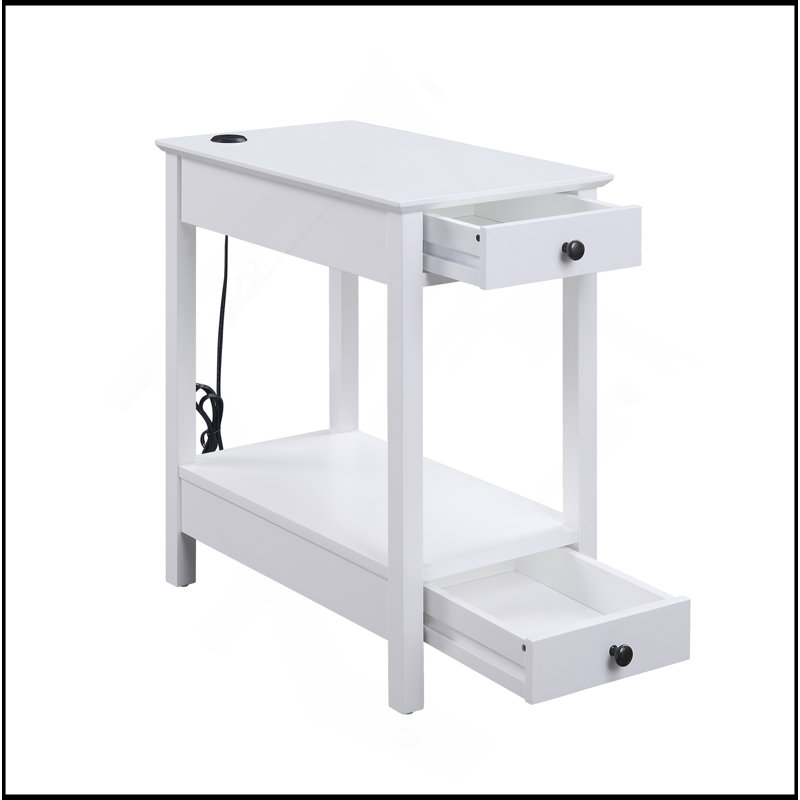 Byzad White Finish Accent Table W/USB