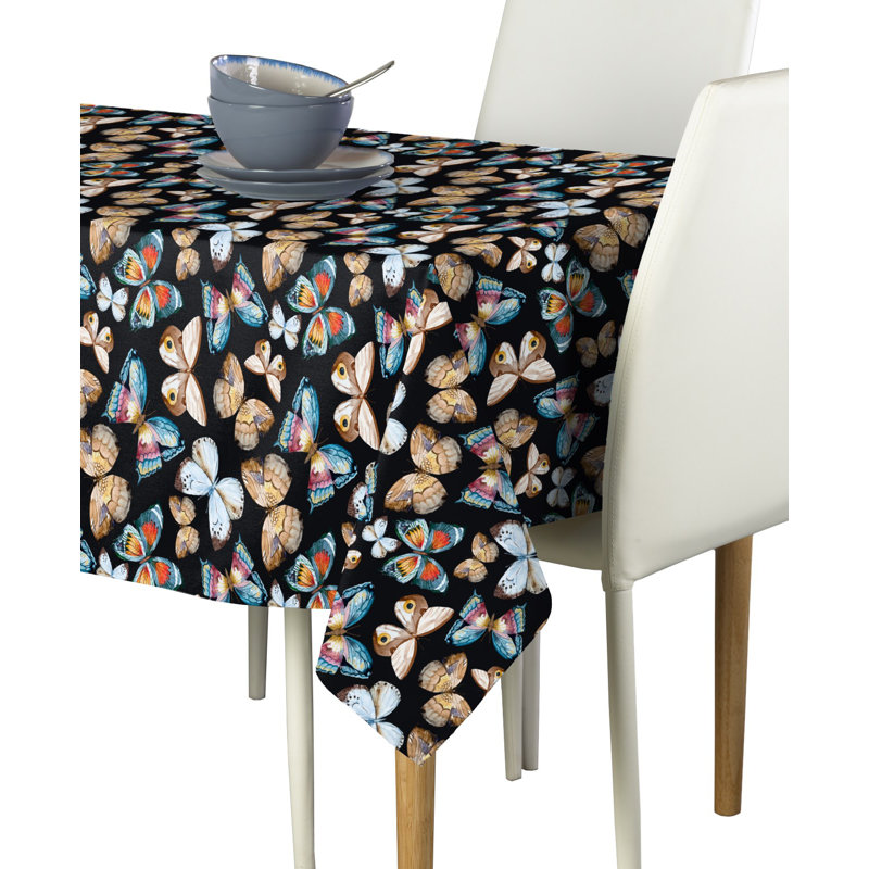 Alayna Geometric Tablecloth, 54" L x 54" W, Black