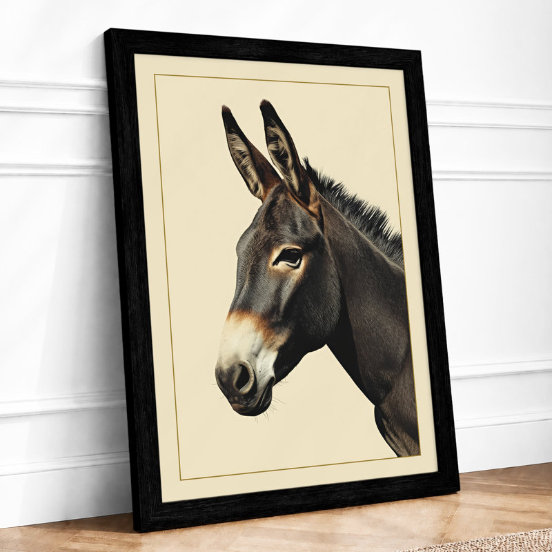 Donkey Study Boho - Framed Print, A2 - 59.4 x 42.0 cm, Black