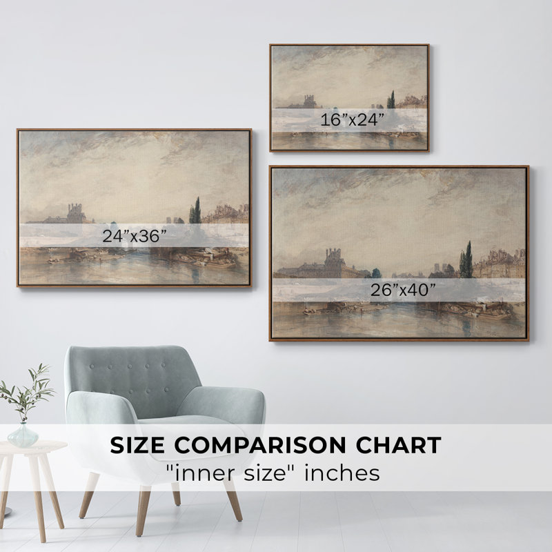 Paysage rétro - CDXL III, H 27 po x l 41 po x P 2 po, Toile encadrée noyer flottant