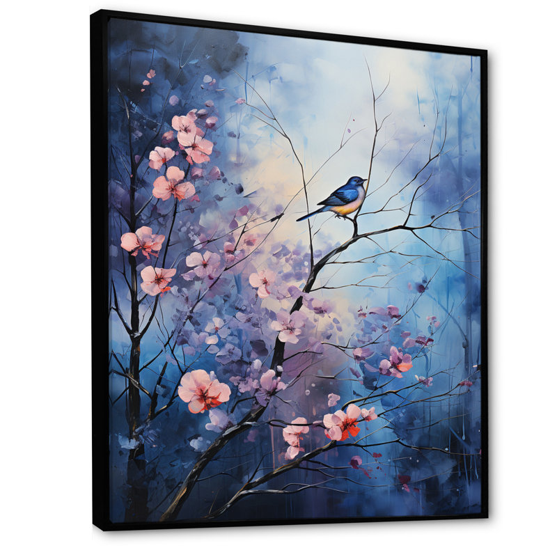 «Winter Enchanted Frost Pointillism I», reproduction d'art sur toile, H 40 po x l 30 po, Cadre flottant noir