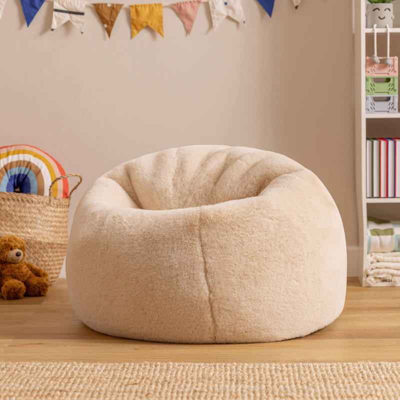 icon Kids Kingston Faux Rabbit Fur Classic Bean Bag, Natural, Beige
