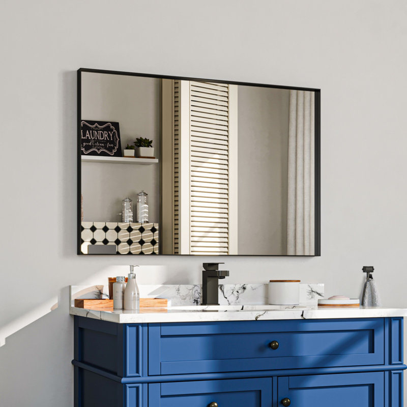 Miroir de salle de bain rectangulaire en aluminium avec verre trempé HD, miroir mural français, H 36 po x l 24 po