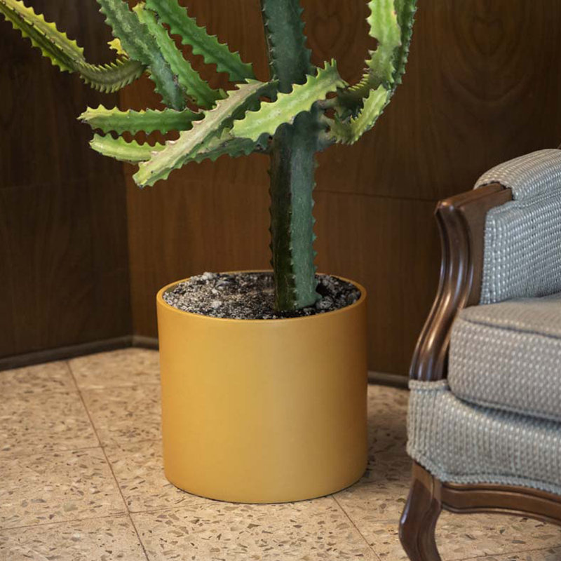 Handmade Ceramic Planter, 12.5" H x 16.5" W x 16.5" D, Saffron
