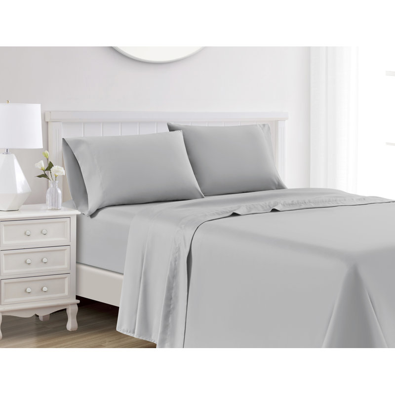 Ensemble de draps 100% penta Hotel Lux, Ensemble de draps pour grand lit avec 2 taies d'or, Argent