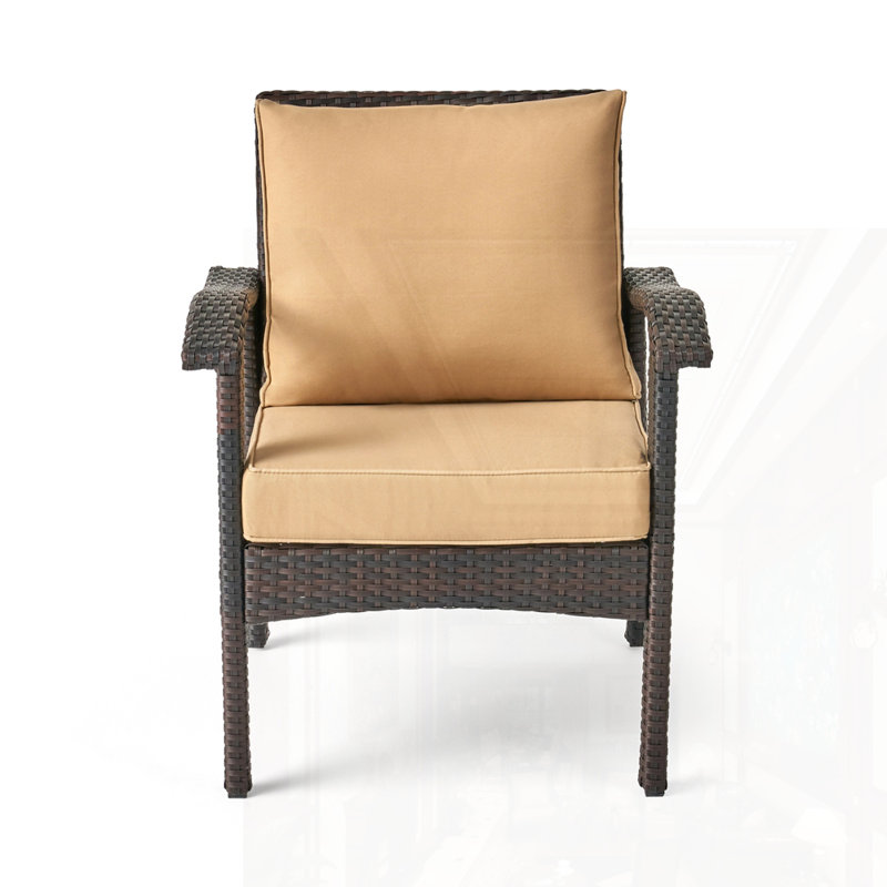 Fauteuil club d'extérieur, Coussin brun clair / structure brune