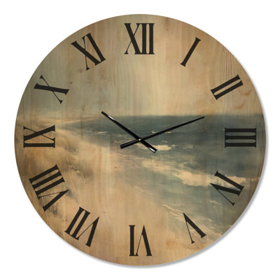 Moody Coastal Shore - Beach Wall Clock, Printed on Wood