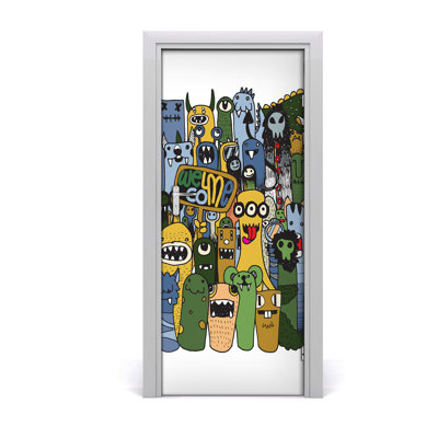 Crazy Monsters S Door Decal