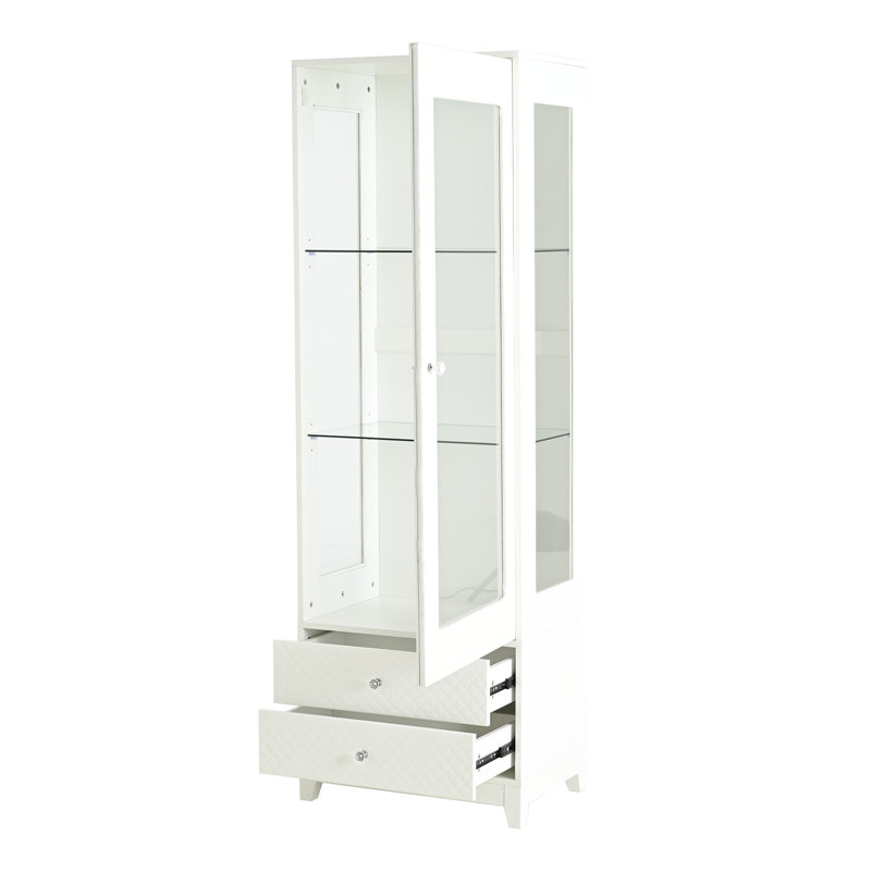 Vitrine autoportante 71 po avec 2 tiroirs de rangement 71 po