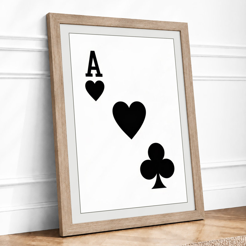 Ace and Hearts Geometric - Framed Print, A1 - 84.1 x 59.4 cm, Oak