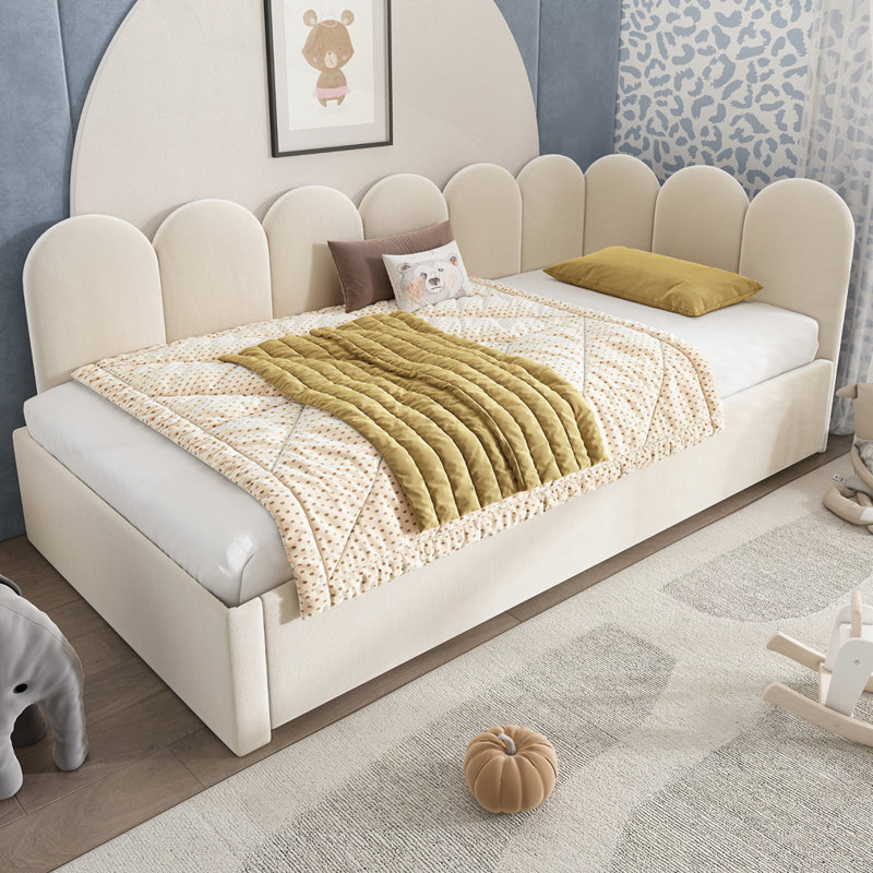Lit de jour rembourré avec lit escamotable, Beige