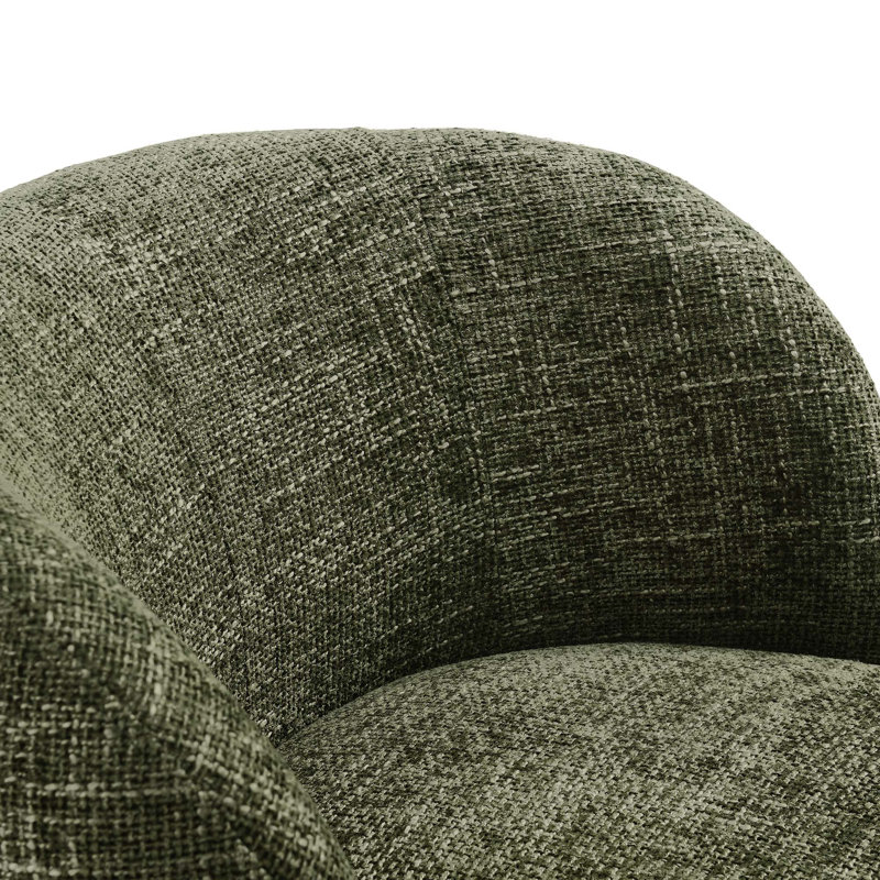 Chaise pivotante rembourrée en tissu Vesta Chenille, Chenille verte
