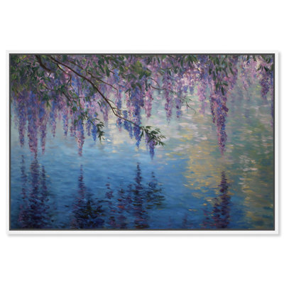 Impression sur toile mauve cascade sur eau II par Art Remedy, cadre blanc, 30 x 20