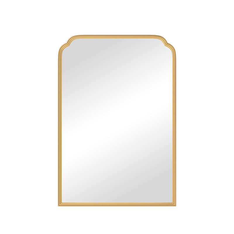 Modern Rounded Corner Rectangle Bathroom Vanity Mirror for Over Sink Framed French Cleat Mounted Wall Mirror, 40" x 30", Gold