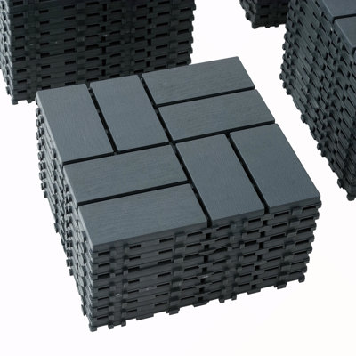 Carreaux de terrasse en plastique emboîtables, 44 paquets de tuiles de terrasse, 12 pouces x 12 pouces imperméables pour une utilisation toutes saisons, tuiles de terrasse pour piscine